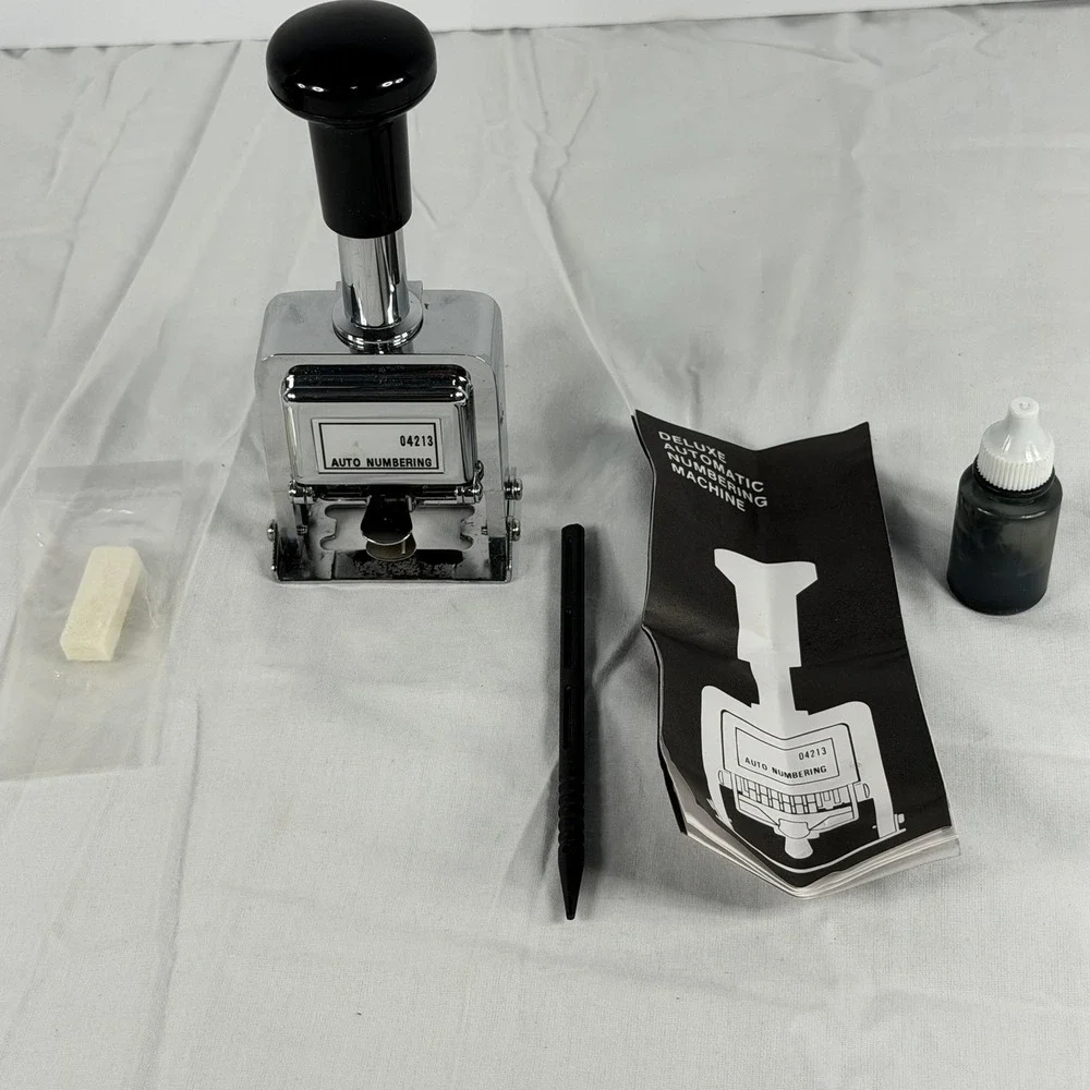 Vintage Rogers Automatic Numbering Machine Self Inking Original Box